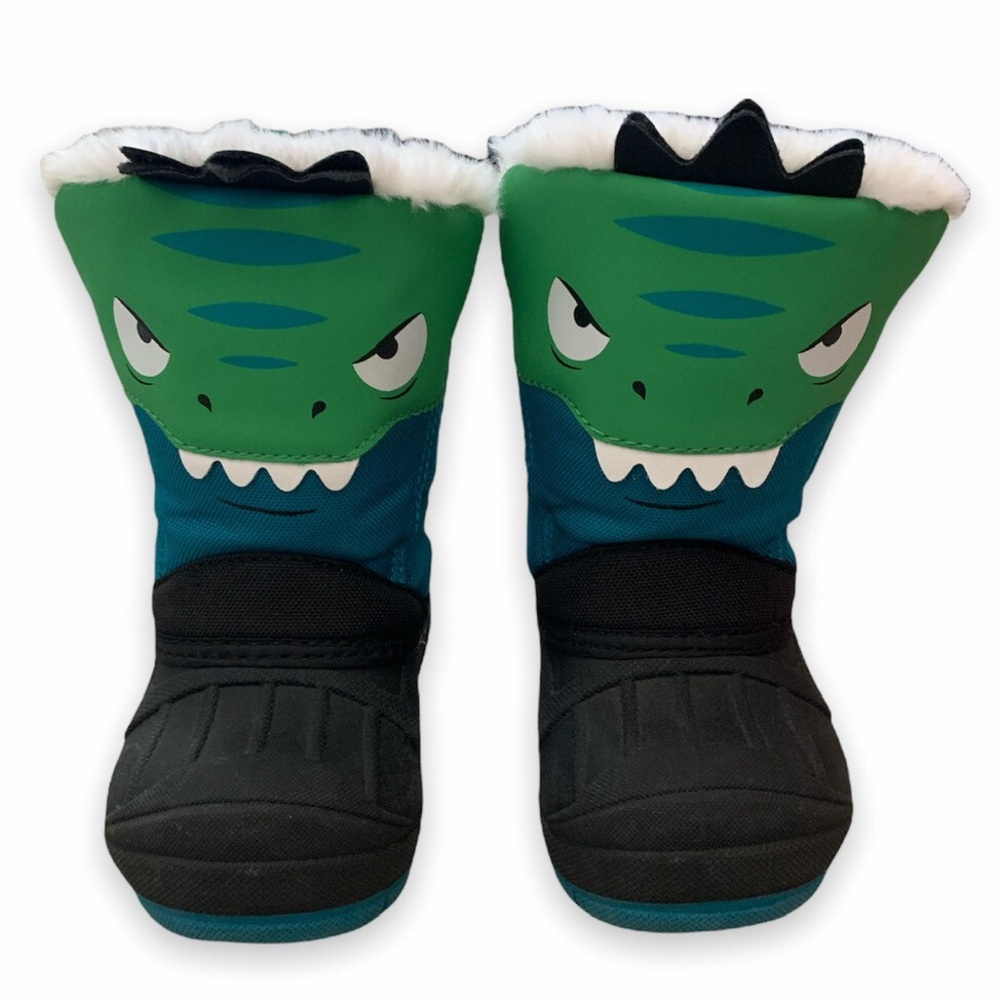 🧣Cat & Jack Green Dinosaur Kids Snow Boots